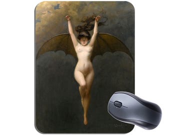 Alfombrilla para ratón Vintage francés Albert Pénot The Bat Woman. Albert Joseph Penot Le Femme Chauve-Souris Alfombrilla de ratón de alta calidad