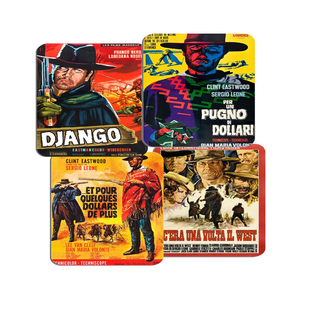 Spaghetti Western Movie Poster Coasters Set of 4. High Quality Cork Backed  Drinks Coaster. Classic Western Film Gift Django Fist Full Of 