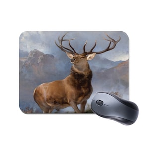 John Landseer Monarch van de Glen Mouse Mat Mousepad. Hert Herten Britse Vintage schilderij hoge kwaliteit computer muismat. Geschenk