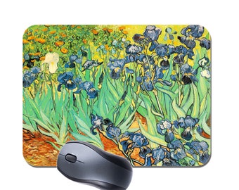 Alfombrilla para ratón Iris de Vincent Van Gogh. Alfombrilla de ratón de ordenador de alta calidad, obra maestra Vintage de Bellas Artes, regalo de pintura