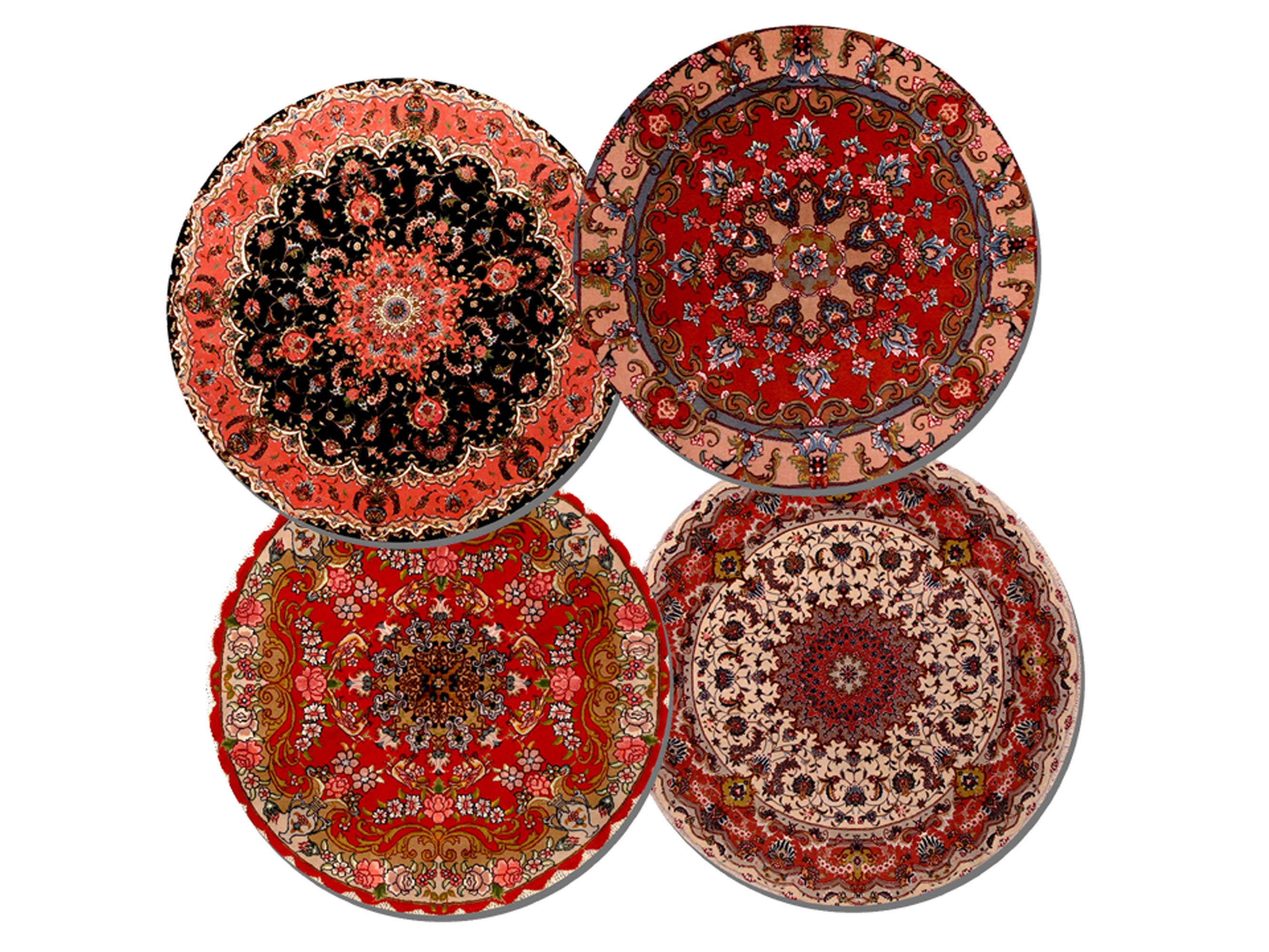 Persian Rug Design Round Coasters Set of 4 – High Quality Cork Backed ...