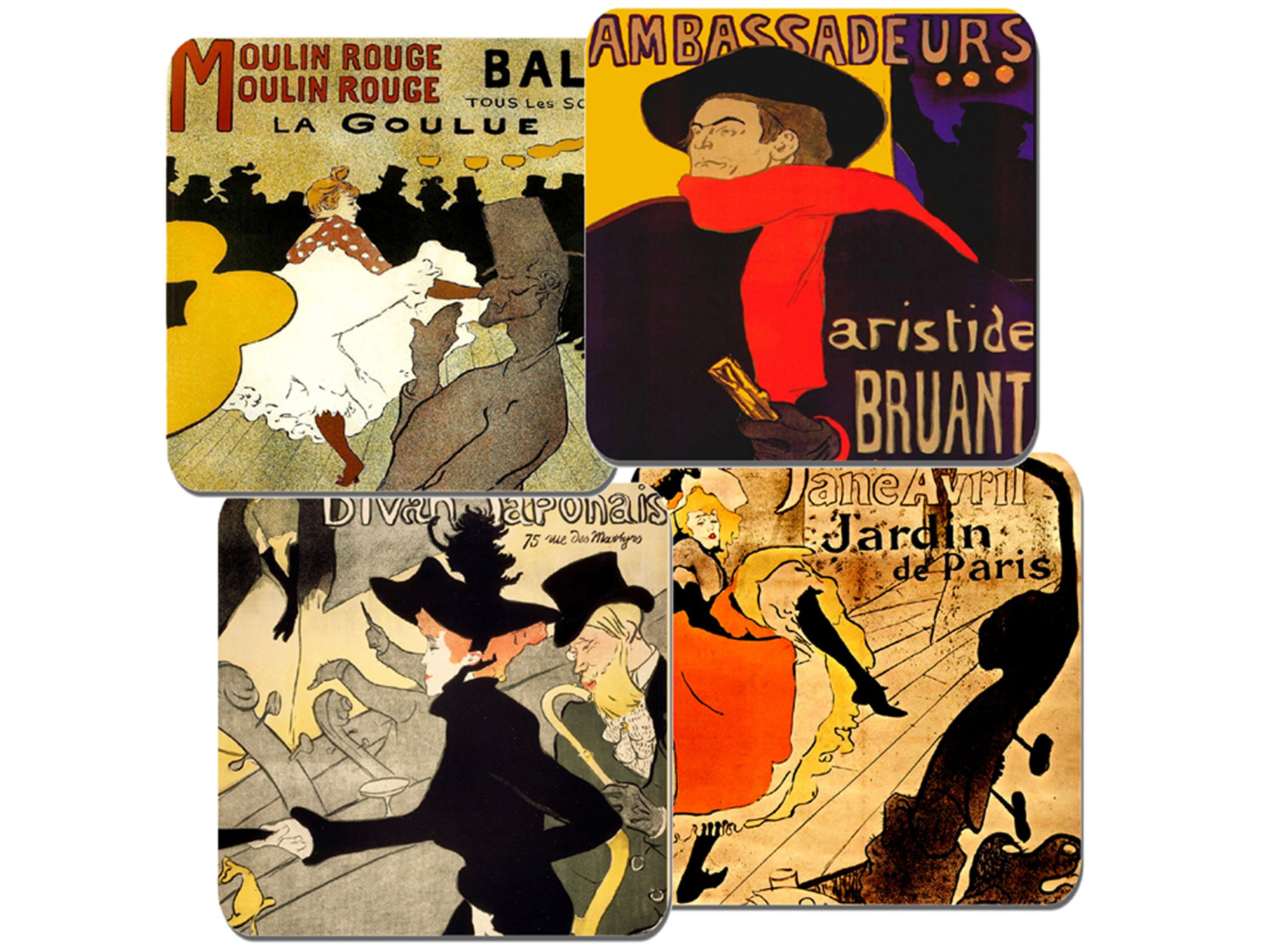 Henri Toulouse Lautrec Poster Coaster Set of 4 High Quality Cork