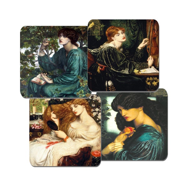 Dante Gabriel Rossetti Coaster Set Of 4. High Quality Cork Backed. Veronica Veronese, Lady Lilith, The Day Dream, Proserpine. Art Gift