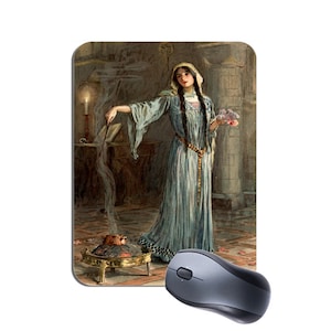 Morgan le Fay Witch Mouse Mat. King Arthur Sorceress Legend Mousepad. Vintage Gemälde Hochwertiges Mauspad