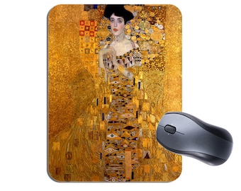 Gustav Klimt Portrait of Adele Bloch-Bauer Mouse Mat Mousepad. Fine Art Masterpiece High Quality Computer Mouse Pad Painting Gift Mousepad