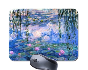 Claude Monet Water Lilies Mouse Mat Mousepad. Fine Art Vintage Masterpiece High Quality Computer Mouse Pad Painting Gift Birthday Gift