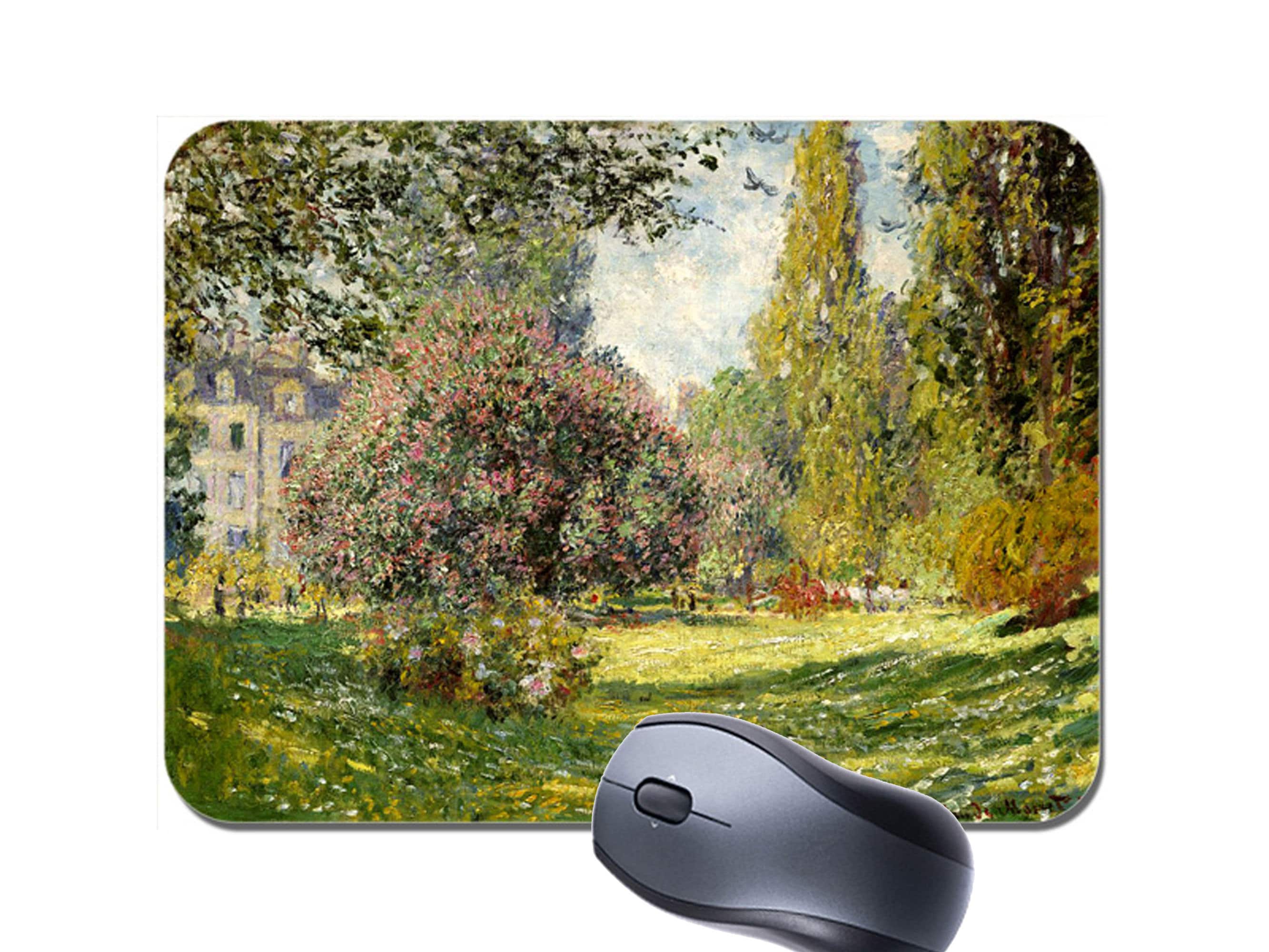 Landscape The Parc Monceau By Claude Monet Mouse Mat Mousepad. Fine Art Vintage Masterpiece High Quality Computer Mouse Pad Painting Gift