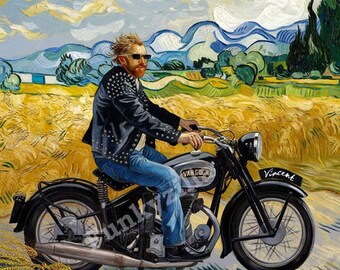 Vincent on a Motorcycle – Set of 4 Coasters Inspired by Van Gogh