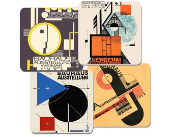 Bauhaus Ausstellung Weimar 1923 Poster Coasters Set Of 4. High Quality Cork. Vintage German Design Exhibition Art Gift