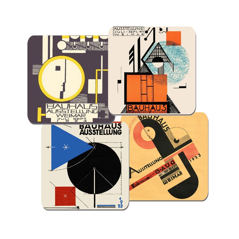 Bauhaus Ausstellung Weimar 1923 Poster Coasters Set Of 4. High Quality Cork. Vintage German Design Exhibition Art Gift image 1