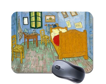 Alfombrilla para ratón Vincent Van Gogh, el dormitorio del artista. Alfombrilla de ratón de ordenador de alta calidad, obra maestra Vintage de Bellas Artes, regalo de pintura