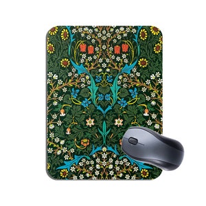 William Morris Tulpen Mausmatte Mousepad. Hochwertiges Vintage Print Design Computer Maus Pad. Geschenk