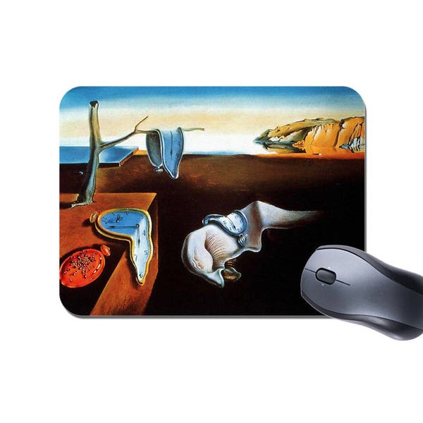 Salvador Dali Persistence Of Memory Mouse Mat Mousepad. Fine Art Vintage Masterpiece High Quality Computer Mouse Pad Painting Birthday Gift