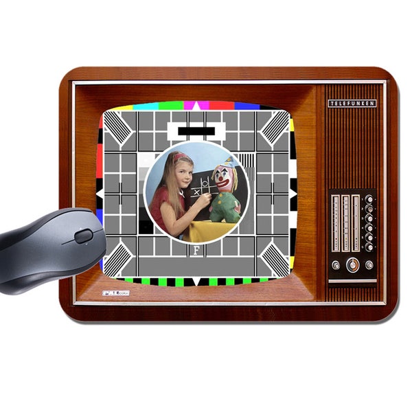 Vintage Television Mouse Mat Mousepad. The Test Card In Colour High Quality TV Mouse Pad. Gift Birthday Gift