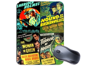 Sherlock Holmes Movie Posters Mouse Mat Mouse Pad. High Quality Mousepad. Hound Of The Baskervilles, Woman In Green Vintage Film Gift