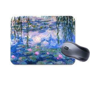 Claude Monet Water Lilies Mouse Mat Mousepad. Fine Art Vintage Masterpiece High Quality Computer Mouse Pad Painting Gift Birthday Gift
