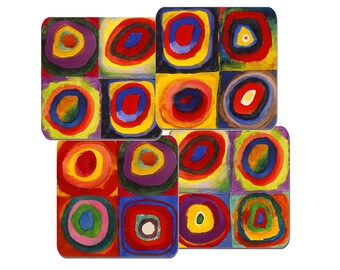 Wassily Kandinsky Farbstudie Quadrate Coaster Set Of 4 High Quality Cork Backed. Colour Study, Squares with Concentric Circles Vasily Wasily