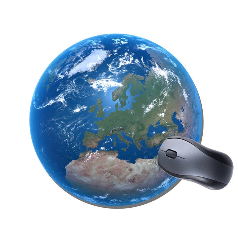 Planet Print Round Mouse pad