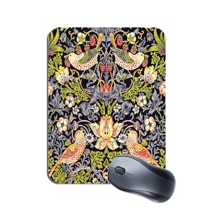 William Morris Erdbeerdieb Mausmatte Mousepad. Hochwertiges Vintage Print Design Computer Maus Pad. Geschenk