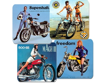 Biker Motorbike Men's Dad Cool Gift #14549 4 Set Motocross Dirt Bike Coaster 