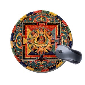 Buddhist Mandala Round Mouse Mat Mousepad. High Quality Computer Round Mouse Pad. Buddha Tibetan Buddhism Vintage ancient Art Gift