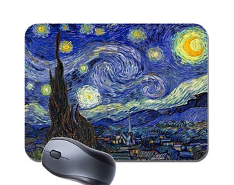 Alfombrilla para ratón Vincent Van Gogh Noche estrellada. Alfombrilla de ratón de ordenador de alta calidad, obra maestra Vintage de Bellas Artes, regalo de pintura