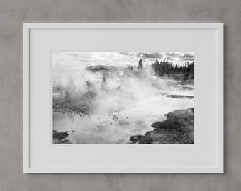 Yellowstone National Park Geysers in Black & White | Wyoming, Idaho • 13x19 inch print • Nature Photography • Landscape • Fine Art Travel