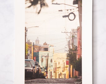 Mexican Streets at Sunrise | San Miguel de Allende, Mexico • 8.5x11 print • Dia De Los Locos • Travel Photography • Colorful Buildings Photo