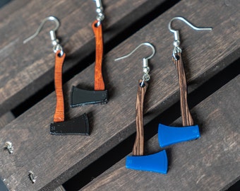 Flying Fox Throwing Axe Exotic Hardwood Earrings