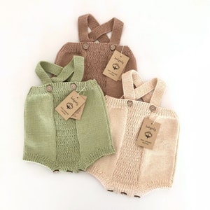 Hand Knitted Baby Romper, 100% Organic Cotton, Handmade - Pure, Natural Organic Cotton - Sustainable - Ethically made, Natural and healthy
