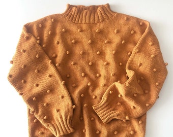 ADULT Handmade Popcorn Sweater - 100% Organic Cotton - Natural, Ethically made, Natural colors - sustainably handmade