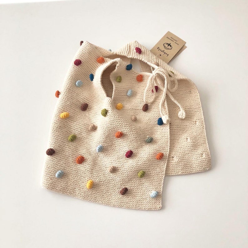 Hand Knitted Baby / Kids Vest Popcorn Vest Handmade Kids Knitwear 100% Organic Cotton Natural, Ethically made, Various colors image 2