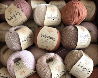 Organic Cotton Yarn, 50 Gr 1.76 Oz 105 Mt 115 Yrd Super Soft GOTS 