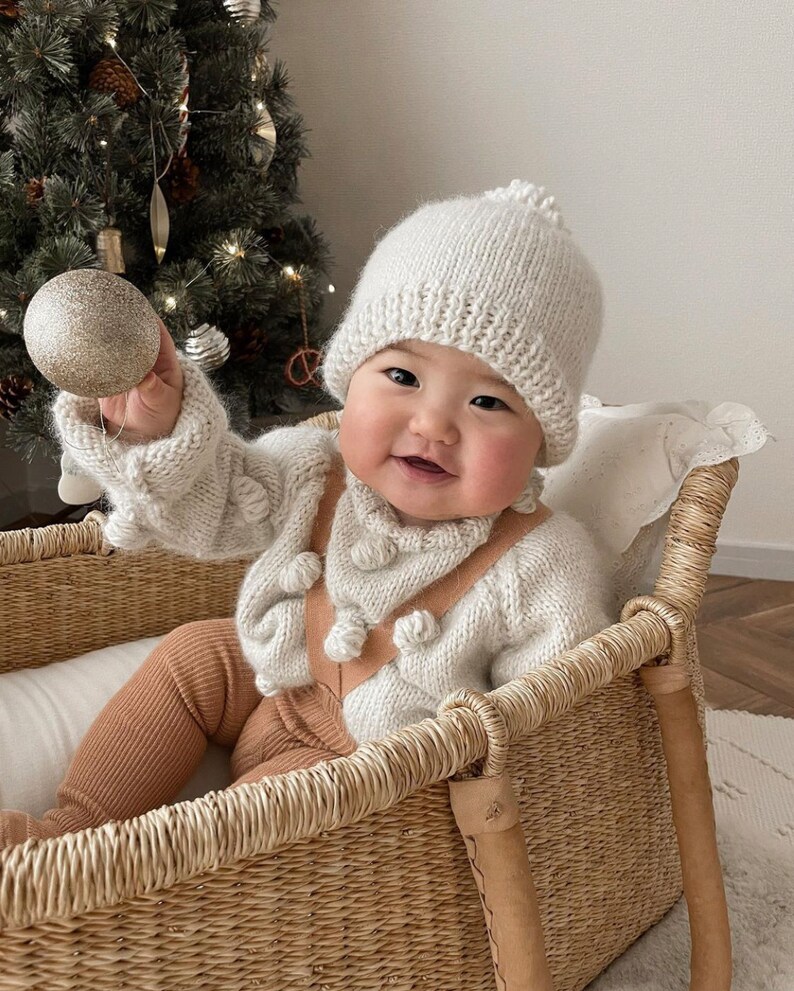 Hand Knitted Baby Alpaca Popcorn Sweater Handmade Alpaca Popcorn Sweater, 100% Baby Alpaca Ethically made, Earth colors, natural-oatmeal image 6