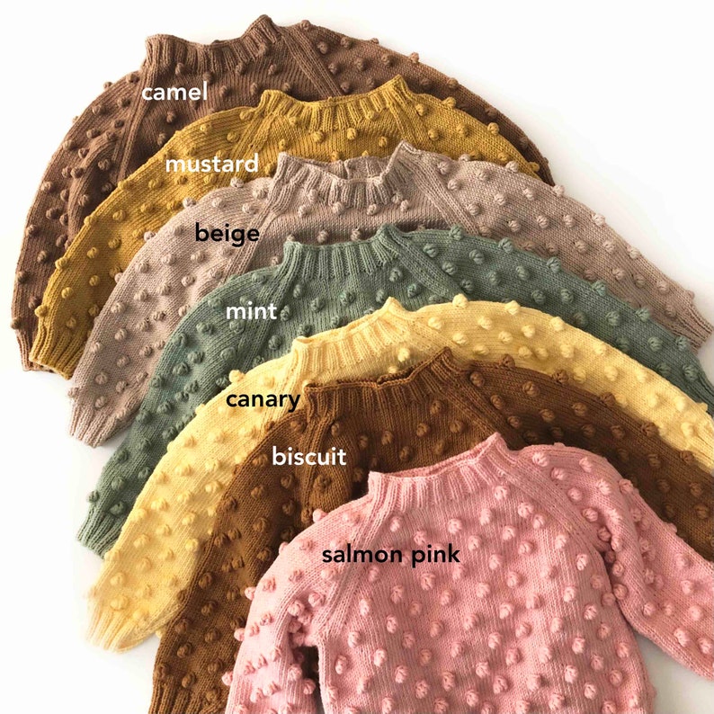 Hand Knitted Popcorn Sweater Handmade Popcorn Pullover 100% Organic Cotton Organic, Ethically made, Natural Earth colors image 7