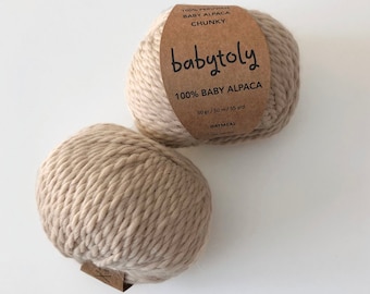 Baby Alpaca Yarn, Super Soft 100% Baby Alpaca Chunky/ Bulky Yarn, 50 gr (1.76 oz), 50 mt (115 yrd) - sustainably produced, Alpaca friendly