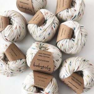 Confetti Peruvian Pima Cotton Yarn, 50 gr (1.76 oz) 106 mt (115 yrd) Super Soft Natural Hand Dyed, 100% Pima Cotton Yarn