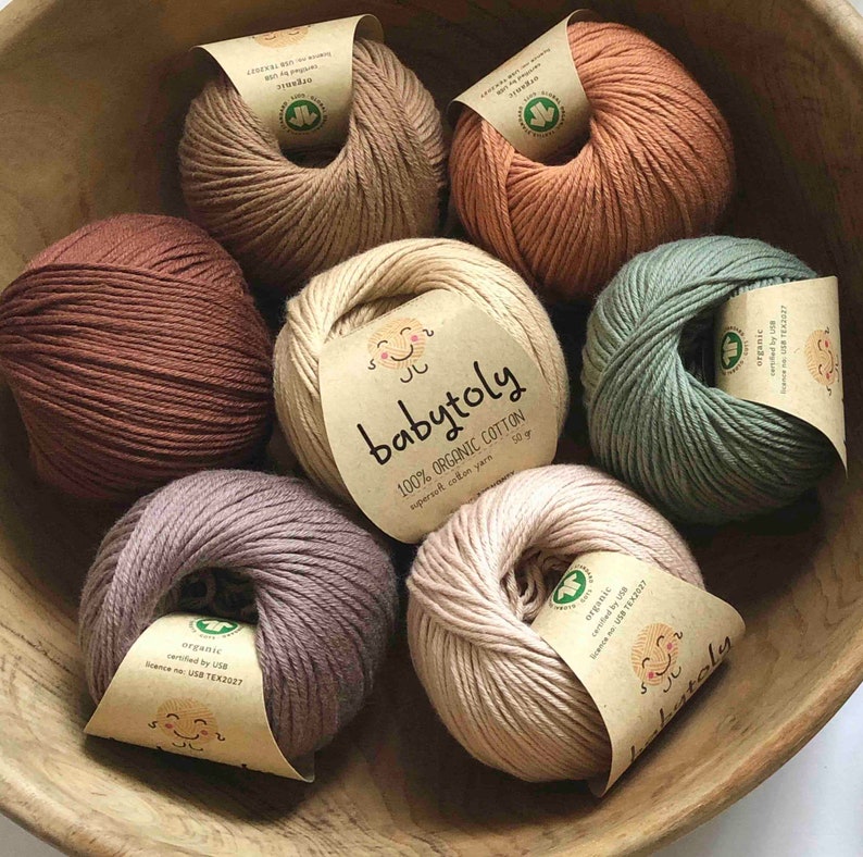 Organic Cotton Yarn 50 gr 1.76 oz 105 mt 115 yrd Super Etsy