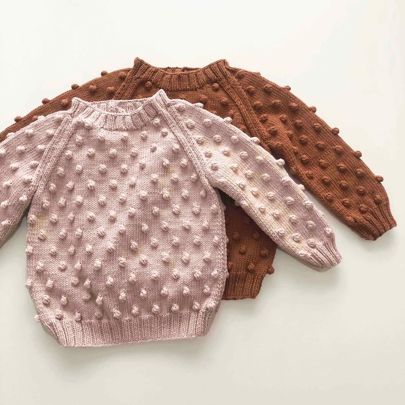 Hand Knitted Popcorn Sweater Handmade Popcorn Pullover 100% Organic Cotton Organic, Ethically made, Natural colors image 4
