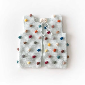 Hand Knitted Baby / Kids Vest - Popcorn Vest - Handmade Kids Knitwear - 100% Organic Cotton - Natural, Ethically made, Various colors