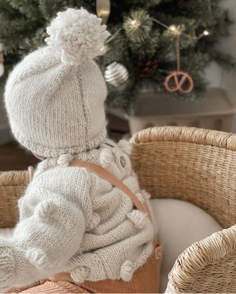 Hand Knitted Baby Alpaca Popcorn Sweater Handmade Alpaca Popcorn Sweater, 100% Baby Alpaca Ethically made, Earth colors, natural-oatmeal image 9