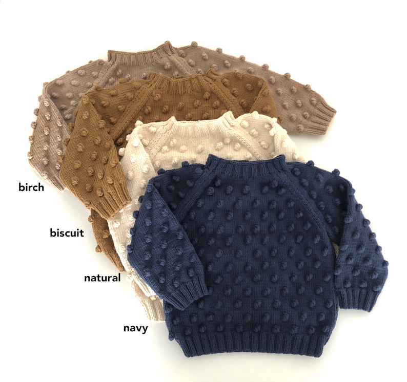 Hand Knitted Popcorn Sweater Handmade Popcorn Pullover 100% Organic Cotton Organic, Ethically made, Natural Earth colors image 4