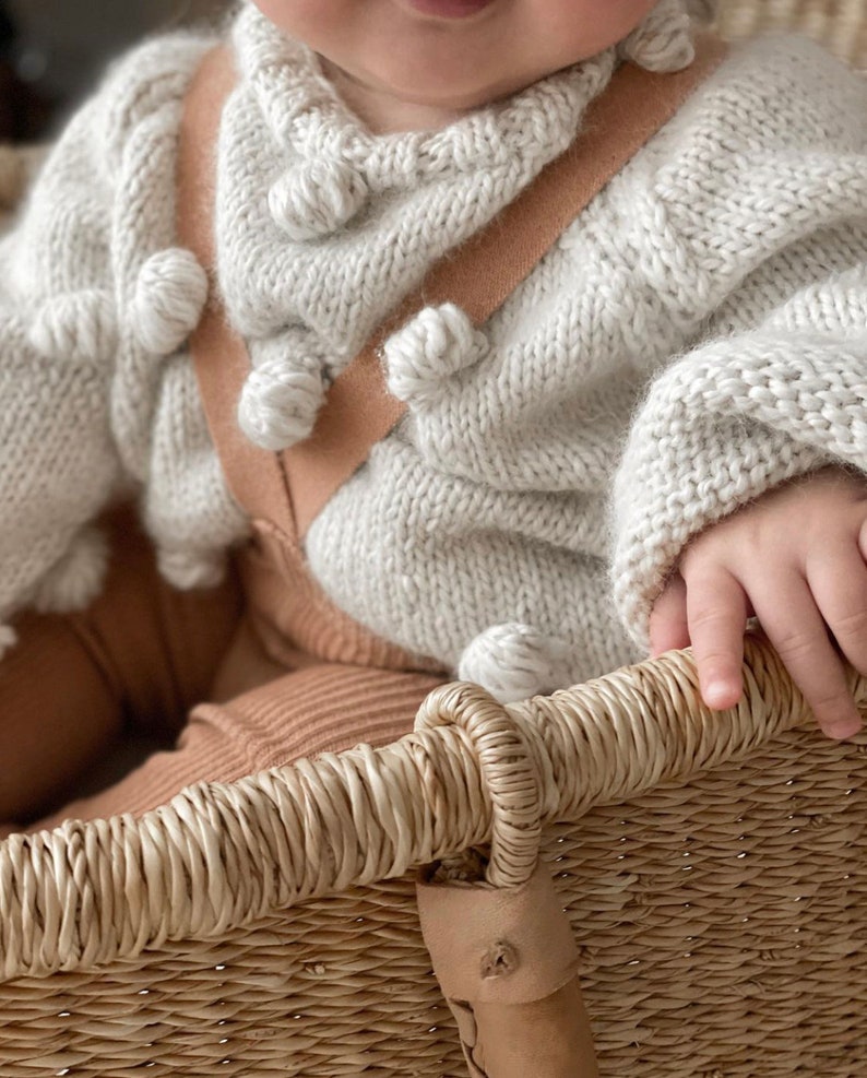 Hand Knitted Baby Alpaca Popcorn Sweater Handmade Alpaca Popcorn Sweater, 100% Baby Alpaca Ethically made, Earth colors, natural-oatmeal image 4