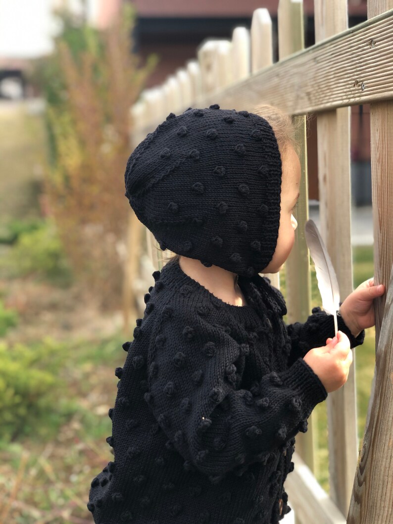 Hand Knitted Baby Cardigan Popcorn Cardigan Handmade Baby Sweater 100% Organic Cotton Natural, Ethically made, select colors image 4