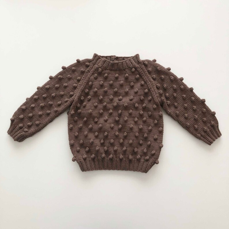 Hand Knitted Popcorn Sweater Handmade Popcorn Pullover 100% Organic Cotton Organic, Ethically made, Natural colors image 5