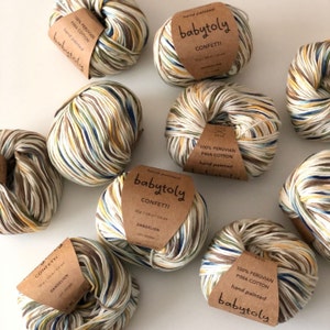 Confetti Peruvian Pima Cotton Yarn, 50 gr (1.76 oz) 106 mt (115 yrd) Super Soft Natural Hand Dyed, 100% Pima Cotton Yarn