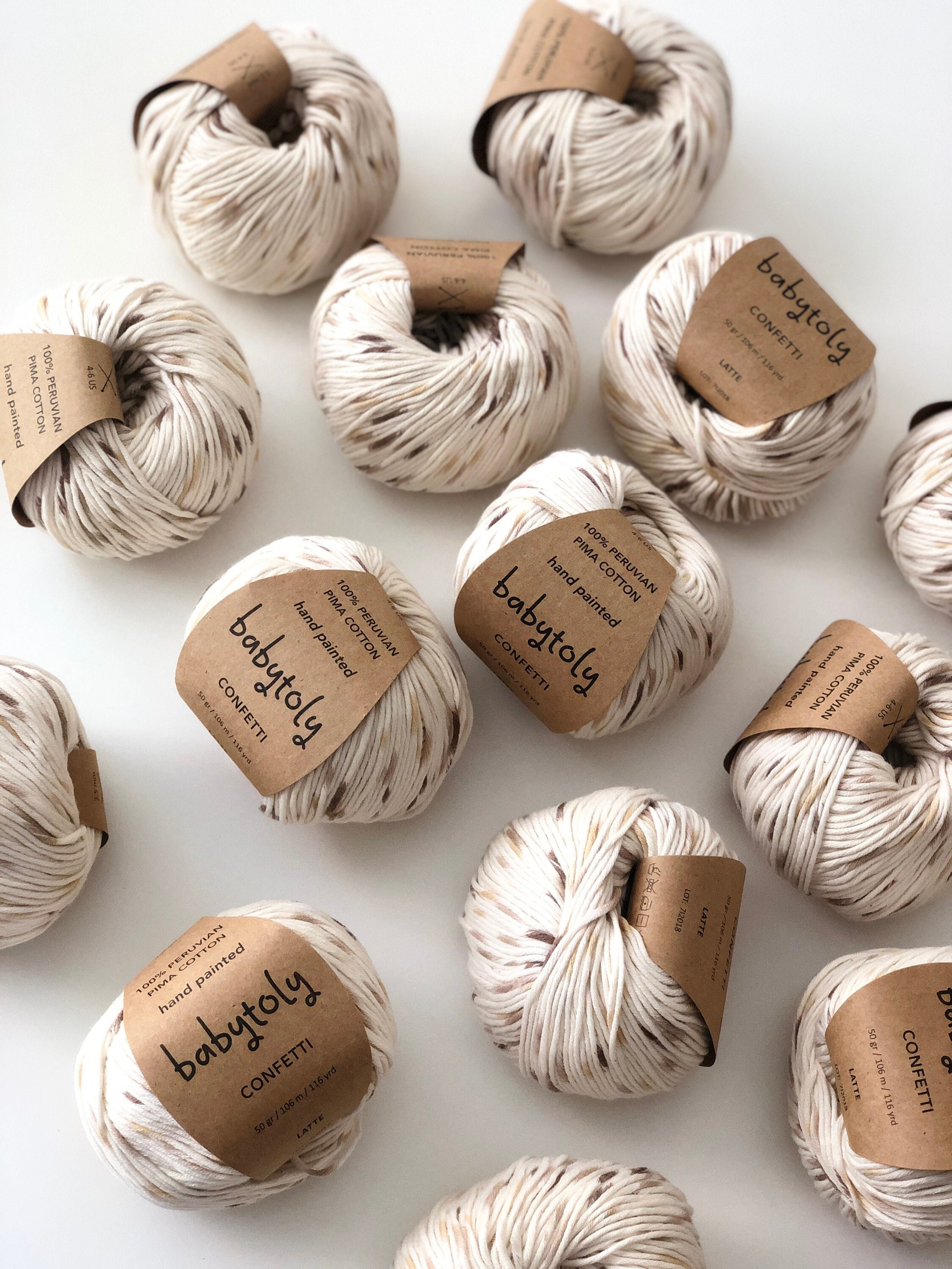 Confetti Peruvian Pima Cotton Yarn, 50 gr (1.76 oz) 106 mt (115 yrd) Super Soft Natural Hand Dyed, 100% Pima Cotton Yarn