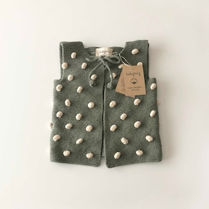 Hand Knitted Baby / Kids Vest - Popcorn Vest - Handmade Kids Knitwear - 100% Organic Cotton - Natural, Ethically made, Various colors