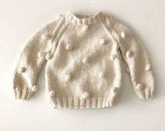 Hand Knitted Baby Alpaca Popcorn Sweater - Handmade Alpaca Popcorn Sweater, 100% Baby Alpaca - Ethically made, Earth colors, natural-oatmeal