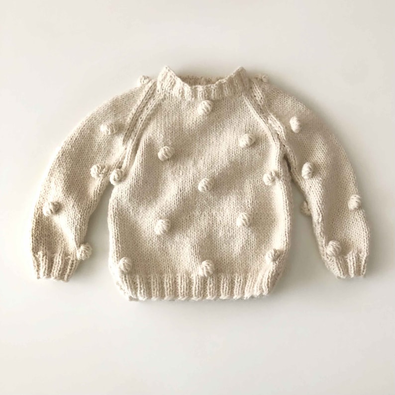 Hand Knitted Baby Alpaca Popcorn Sweater Handmade Alpaca Popcorn Sweater, 100% Baby Alpaca Ethically made, Earth colors, natural-oatmeal image 1
